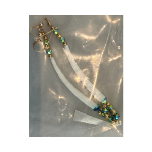 Small Hand-beaded Dentalium Earrings by Avis Charley