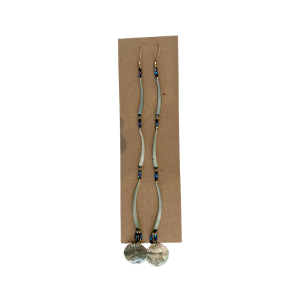 Long Hand-beaded Dentalium Earrings by Avis Charley