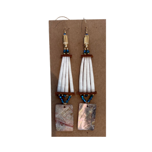 Hand-beaded Dentalium Earrings with Gold  by Avis Charley