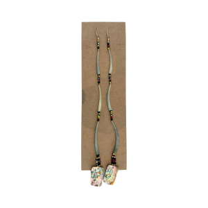 Long Hand-beaded Dentalium Earrings by Avis Charley