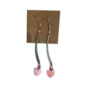 Medium Hand-beaded Dentalium Earrings by Avis Charley