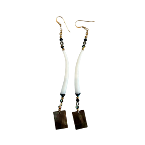 Small Hand-beaded Dentalium Earrings by Avis Charley