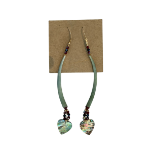 Medium Hand-beaded Dentalium Earrings by Avis Charley