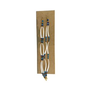 Hand-beaded Dentalium Earrings with Gold  by Avis Charley