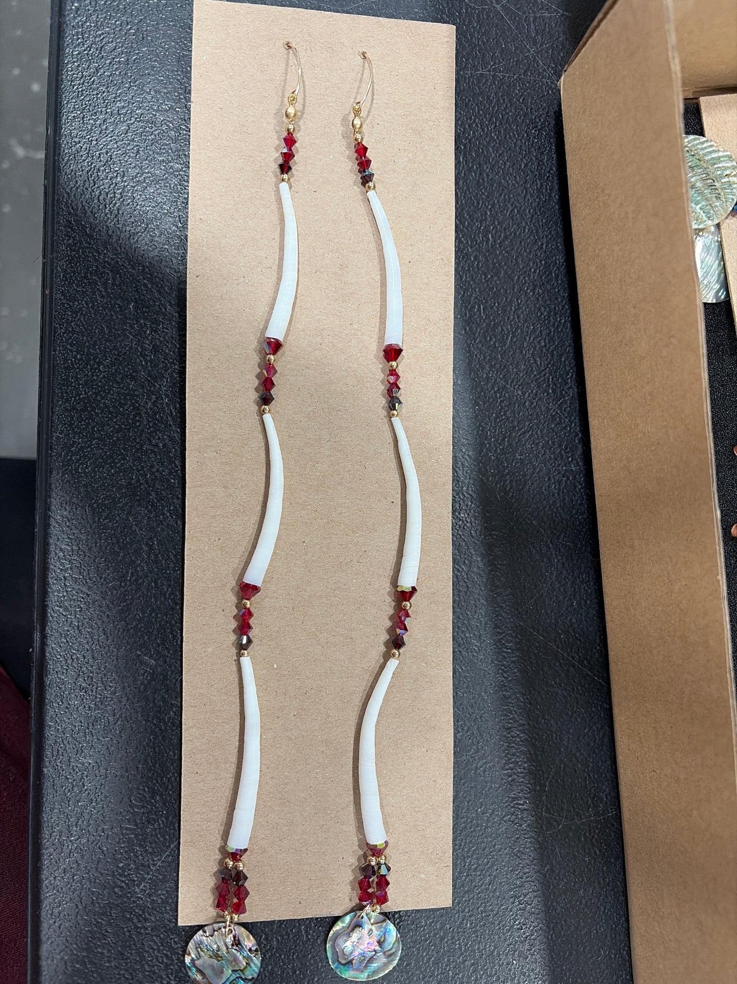 Long Hand-beaded Dentalium Earrings by Avis Charley